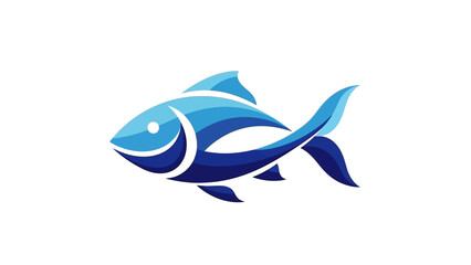 A stylized blue fish illustration with wavy patterns on its body, depicted against a clean white background.