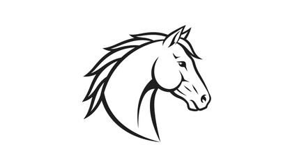 Fototapeta premium Black and white illustration of a horse head in profile, depicting a strong and majestic equine animal.