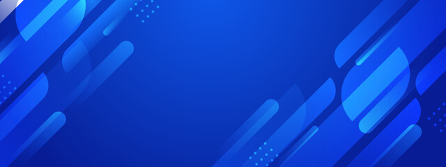 Blue background with modern geometric shapes