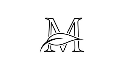 Fototapeta premium Elegant letter m logo with a subtle leaf design suitable for nature or organic brands