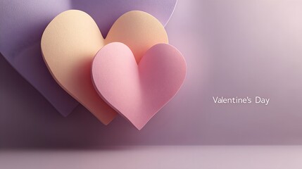 Celebrate Valentine's Day with two large hearts on a pink gradient background for love and connection