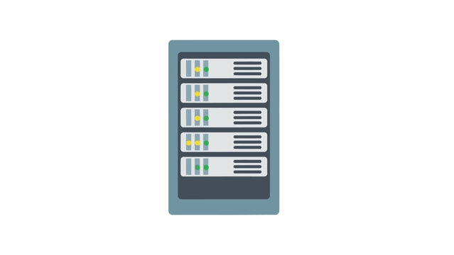 illustration of a data server rack with multiple compartments and indicator lights for digital