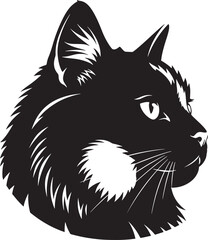 Black cat head profile illustration © Rulia