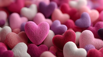 Colorful collection of hearts for Valentine's Day celebration with various shades of love in a joyful array