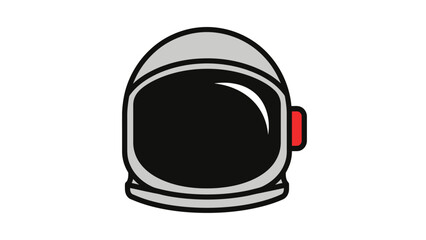 Fototapeta premium Minimalist vector illustration of an astronaut helmet with a black visor and grey casing