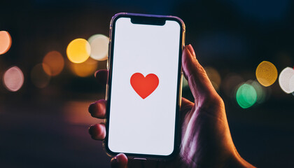 Dating app love heart icon smartphone online romance