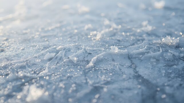 Snow surface with intricate patterns and frosty texture in a serene winter landscape