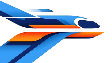 A sleek abstract illustration captures the dynamic essence of a high-speed train, rendered with flowing blue and vibrant orange lines.