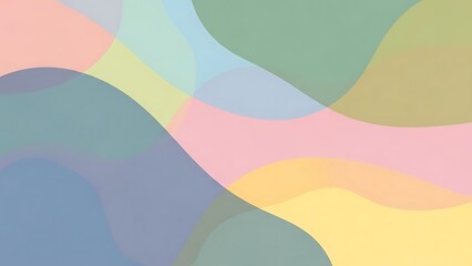 A serene abstract background filled with soft pastel-colored overlapping organic wavy shapes creating a calming and harmonious pattern.