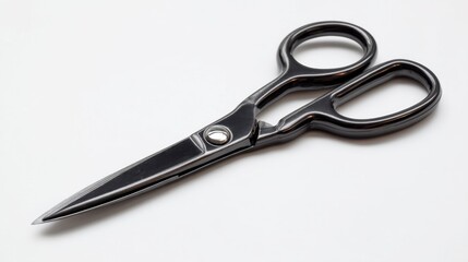 Obraz premium Scissors rest on a flat surface with a simple background. The blades are shiny and sharp suited for various cutting tasks. The handles are easy to grip and hold.