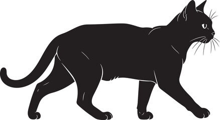 Black cat walking silhouette illustration © Rulia