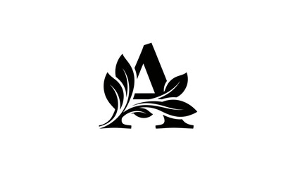 Abstract black and white stylized plant and nature emblem logo design for eco-friendly branding