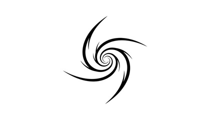 Abstract black spiral vortex graphic design element on white background