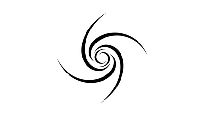 Abstract Black Swirling Vortex Symbol With White Background