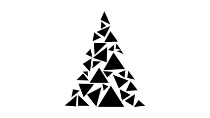 Abstract geometric christmas tree made of black triangles on a white background minimal design