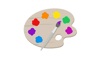 Artistic paint palette with vibrant colors and a paintbrush creating a masterpiece