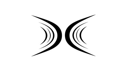abstract symmetrical black swirl graphic design on white background