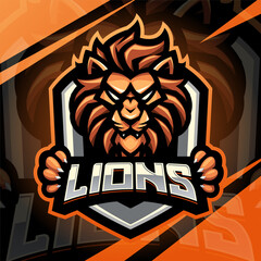 Lions head esport mascot logo design