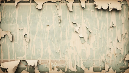 Peeling paint on a weathered wall surface