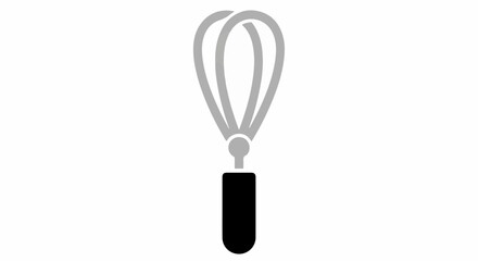 Fototapeta premium A black handled whisk illustration on a white background viewed from the front