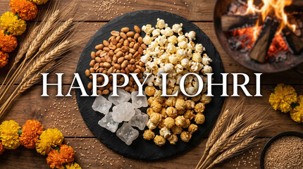 Happy Lohri Celebration with Traditional Snacks and Bonfire