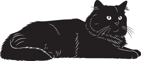 Black cat lying down with bright eyes © Rulia