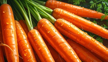 Fresh Carrots with Green Tops - A Vibrant and Healthy Bunch.