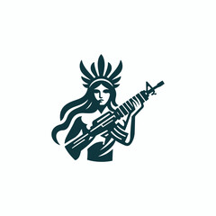 War Goddess With Gun Logo