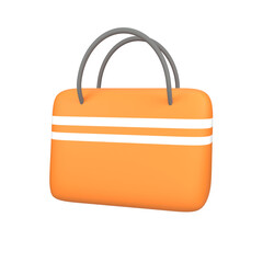 3D Render Orange Shopping Bag with White Stripes