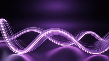 Dynamic purple glowing light trails form an abstract wavy pattern