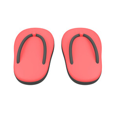 3D Render Red Flip Flops Sandals