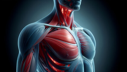 3D illustration of the chest muscles
