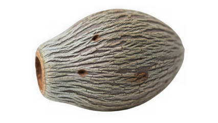 Closeup of a brown and gray bamboo node cut end