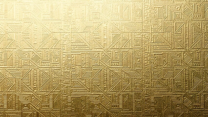 Obraz premium Golden circuit board pattern with geometric shapes and lines