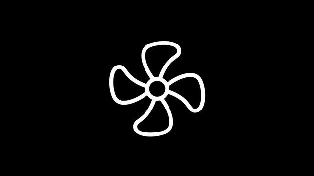 Fan Blade Rotation Animation on Black Background
