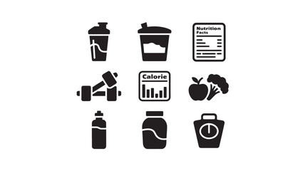 Assorted Health and Fitness Icons Set