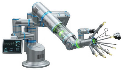 Robotic surgery system with medical tools and control panel