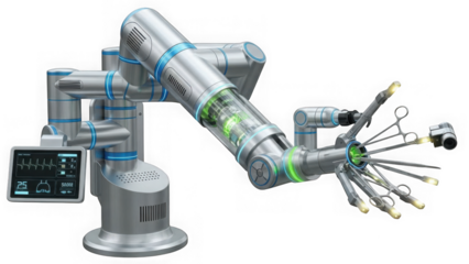 Robotic surgery system with medical tools and control panel