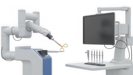 Robotic surgery system with monitor and medical tools