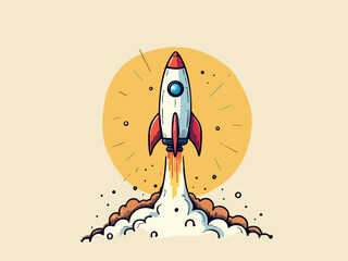 Adventurous Doodle Rocket Ship Launch with Energy Beams