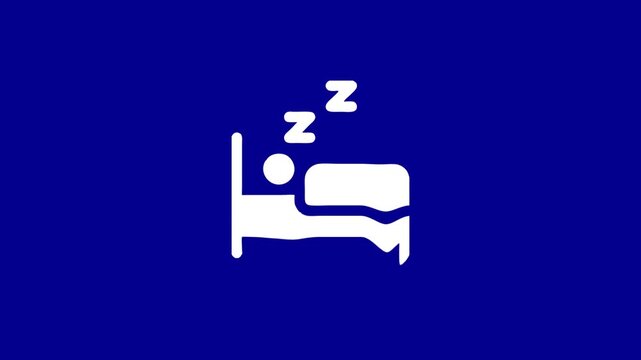 Person asleep in bed with zzz animation on blue
