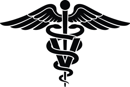The veterinary caduceus symbol with wings and a snake