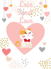  cute cat icon classic Valentine cards.