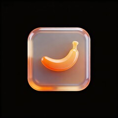 Banana icon on glassy square