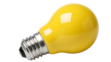 Yellow light bulb isolated on transparent background