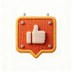 Knitted thumbs up badge with pins
