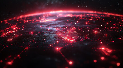 A stunning representation of a digital world, showcasing interconnected data points glowing against a cosmic backdrop.