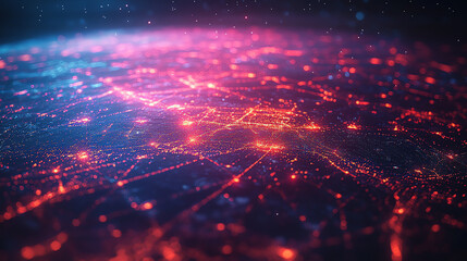 A vibrant digital network connecting nodes, representing the power of technology and communication across the globe.