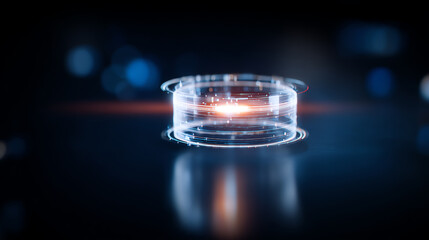 Futuristic design featuring a glowing circular interface, representing innovation and advanced technology concepts.
