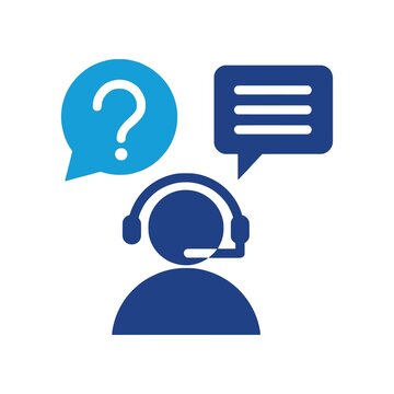 customer support service icon with question mark and chat bubbles